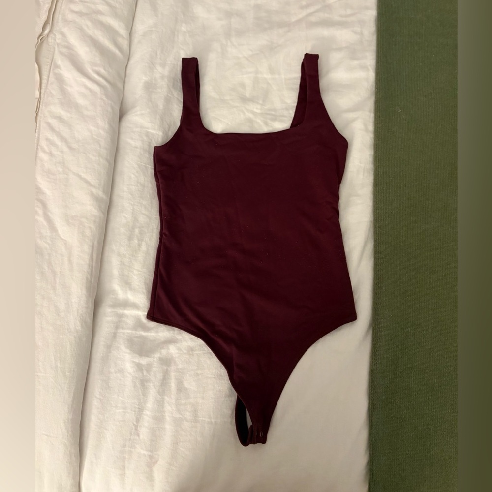 Burgundy square neck bodysuit